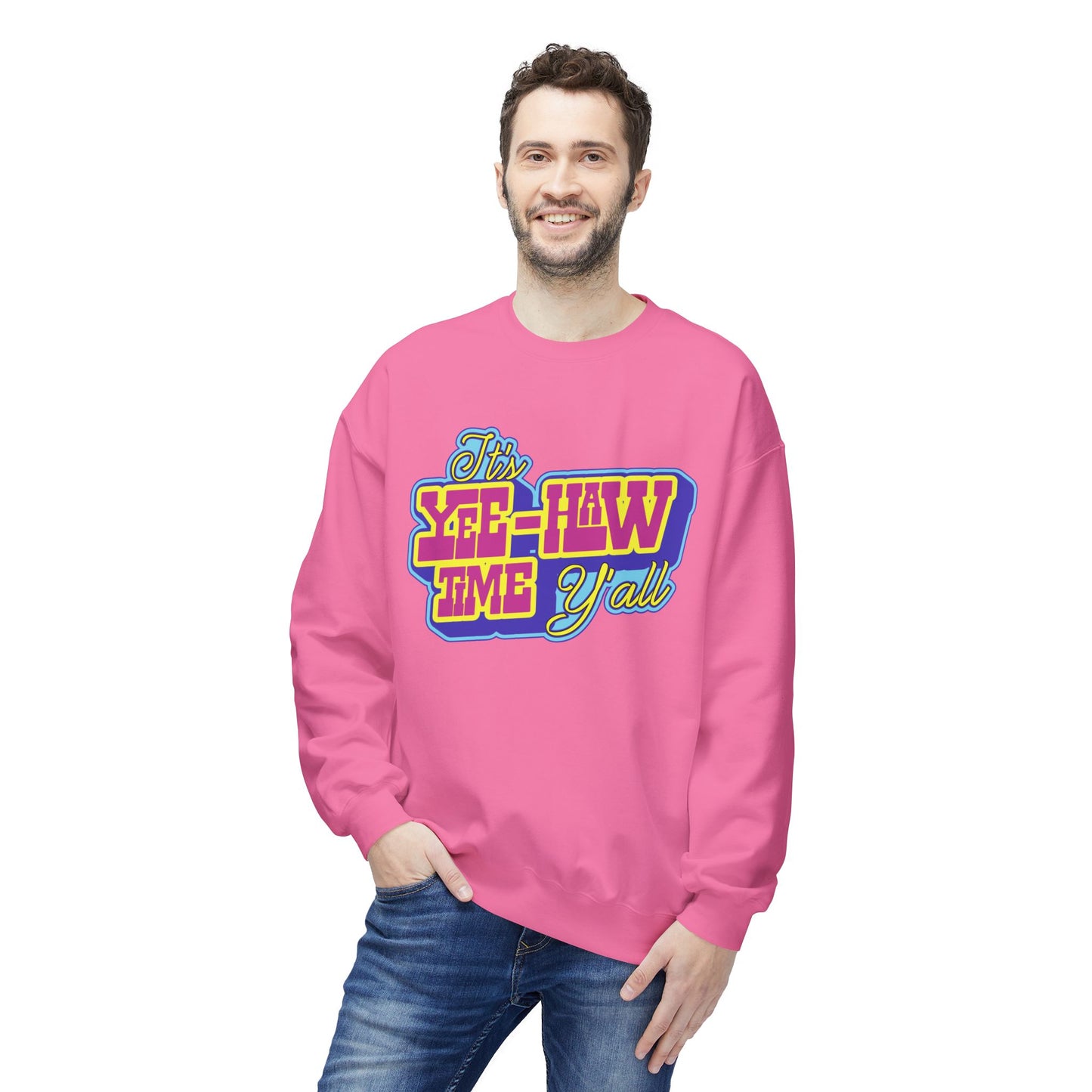 Unisex Midweight Softstyle Fleece Crewneck Sweatshirt Yee Haw Time