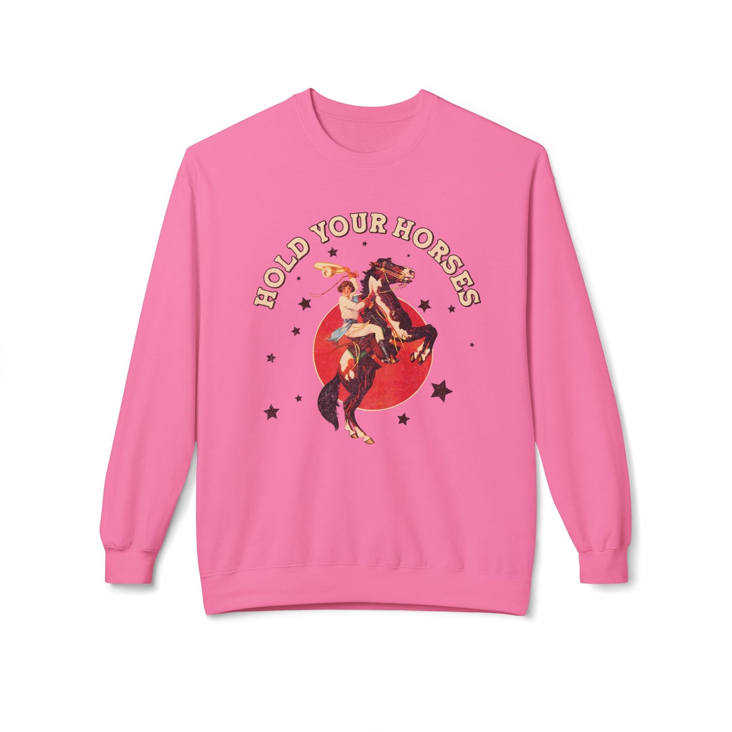 Unisex Midweight Softstyle Fleece Crewneck Sweatshirt Hold Your Horses