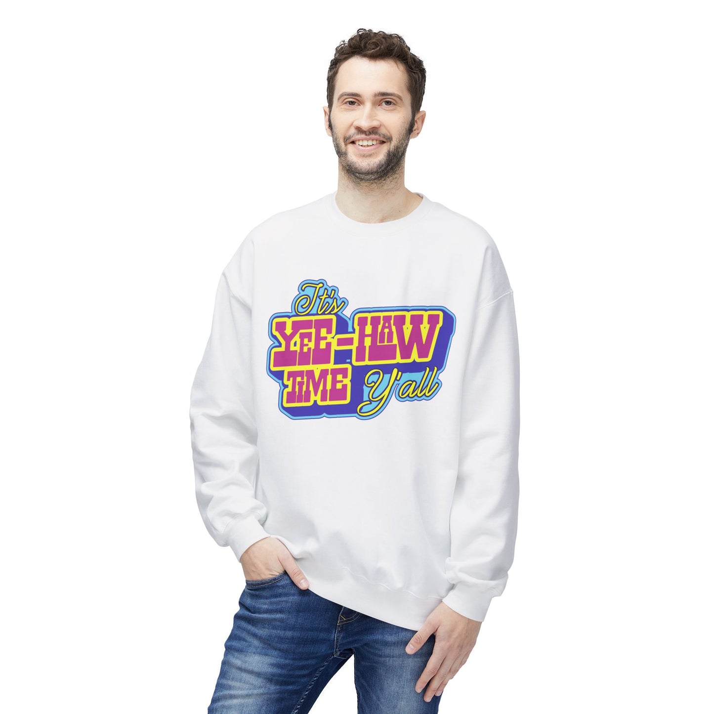Unisex Midweight Softstyle Fleece Crewneck Sweatshirt Yee Haw Time