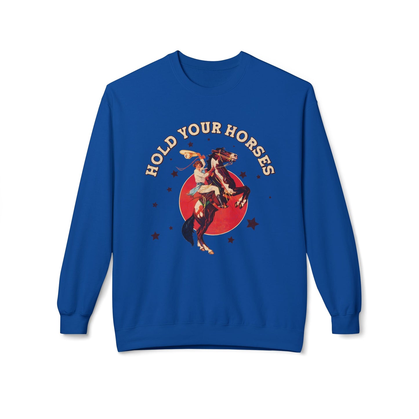 Unisex Midweight Softstyle Fleece Crewneck Sweatshirt Hold Your Horses