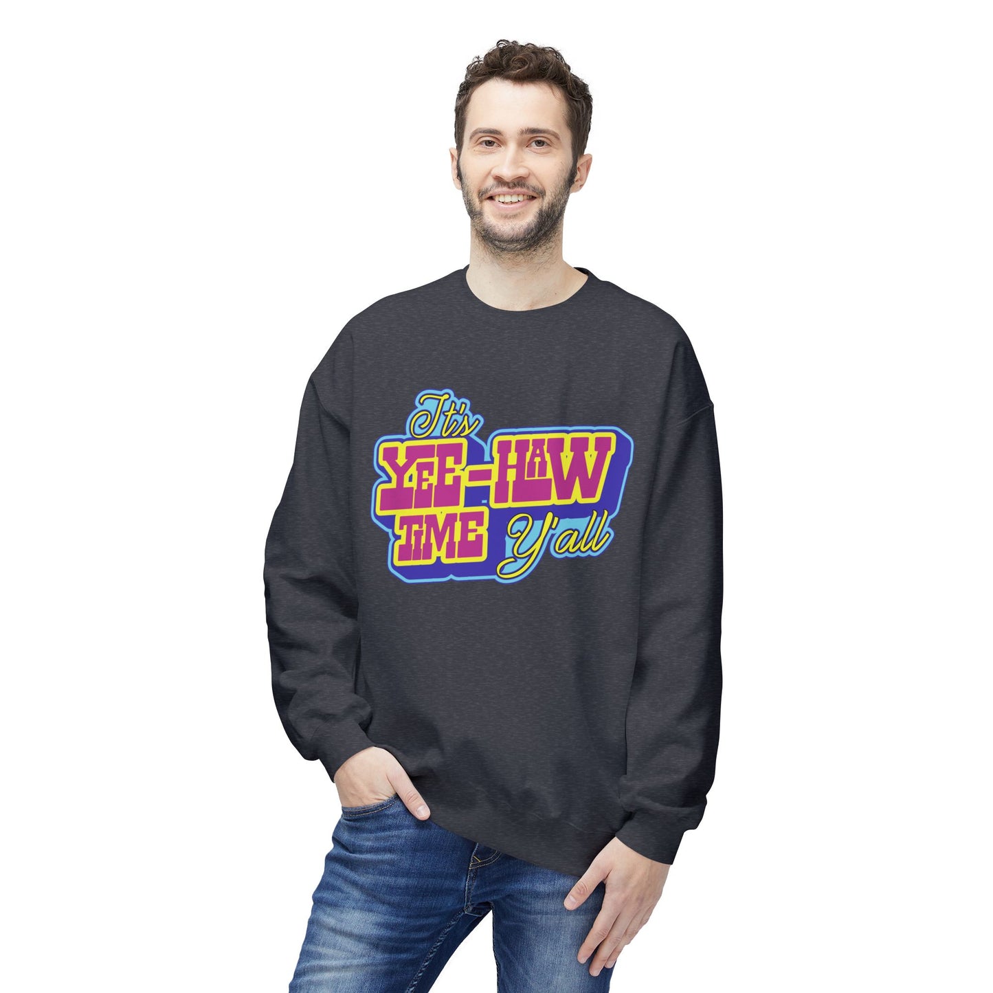 Unisex Midweight Softstyle Fleece Crewneck Sweatshirt Yee Haw Time