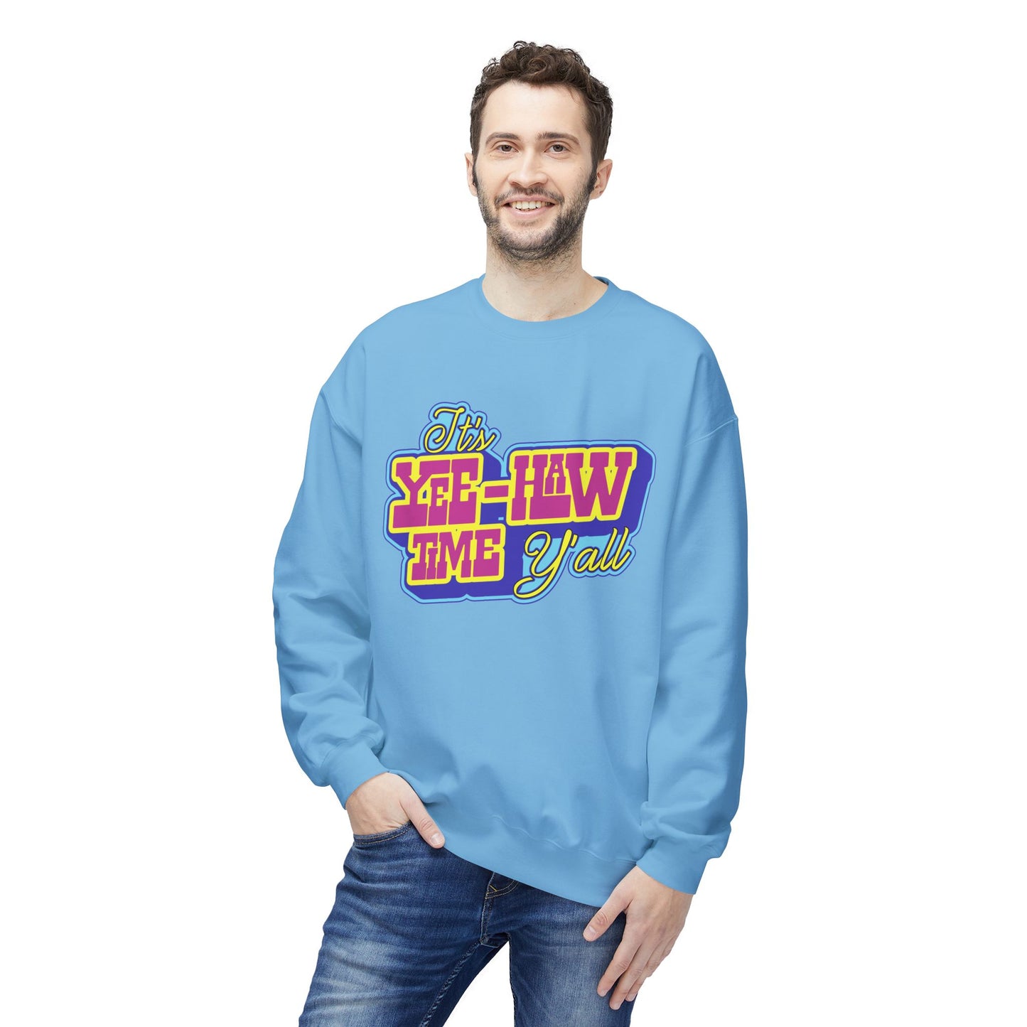 Unisex Midweight Softstyle Fleece Crewneck Sweatshirt Yee Haw Time