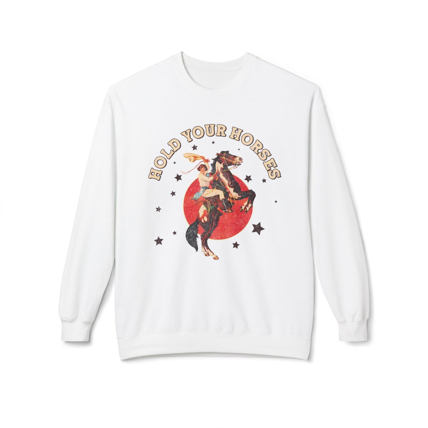 Unisex Midweight Softstyle Fleece Crewneck Sweatshirt Hold Your Horses