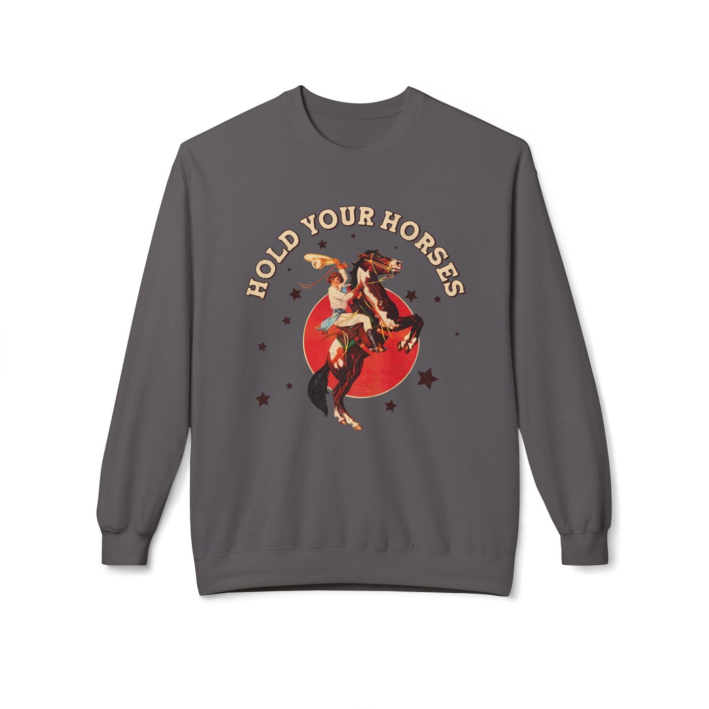 Unisex Midweight Softstyle Fleece Crewneck Sweatshirt Hold Your Horses